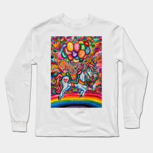 Flying Rainbow Balloon Horse Dream Long Sleeve T-Shirt